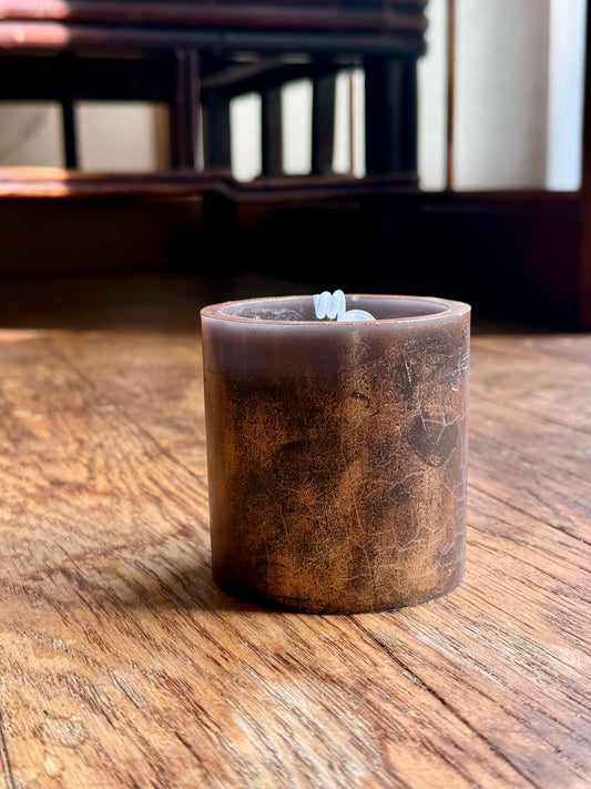 アンティークブロンズクラックルガラスの香り付きキャンドル